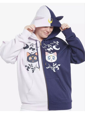 Pretty Guardian Sailor Moon Luna Artemis Split Hoodie plus size Womens 2X